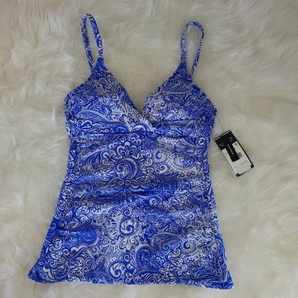 Lauren Ralph Lauren Other - Ralph Lauren Surplice Underwire Swim Tankini Blue/White Paisley Women's SZ 4 NWT
